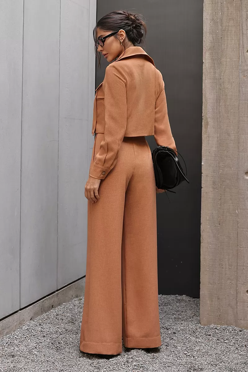 Dot Clothing - Set Dot Clothing Pantalona Shirt Zipper Camel - 2755CAMEL