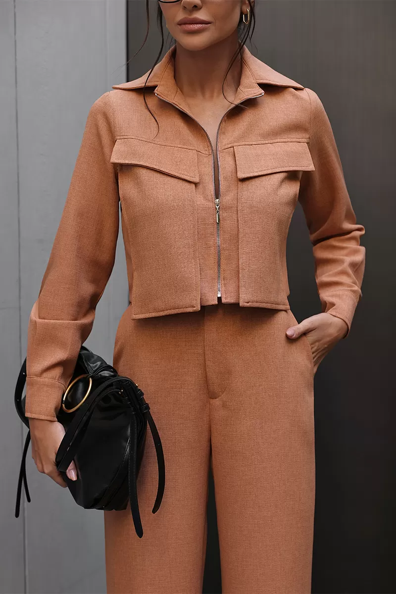 Dot Clothing - Set Dot Clothing Pantalona Shirt Zipper Camel - 2755CAMEL