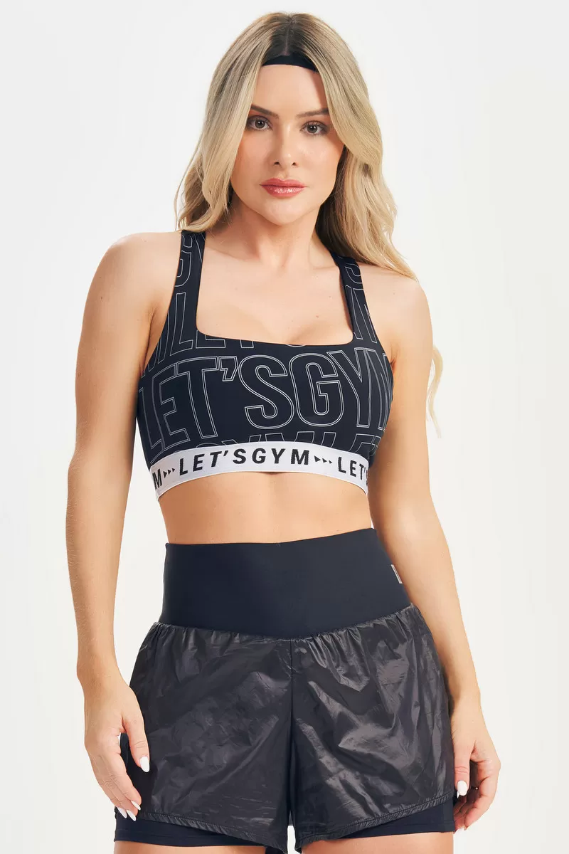 Lets Gym - Top Run Fusion Preto - 2668PT