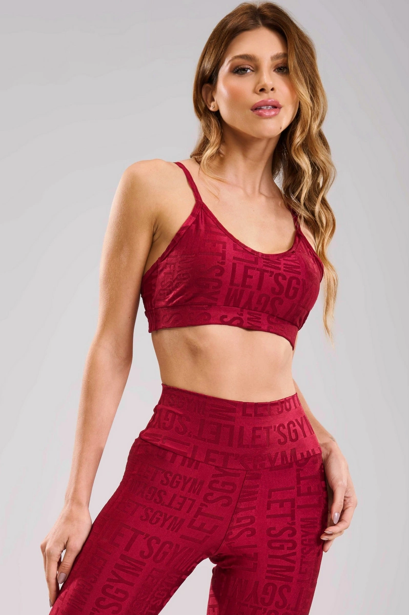 Lets Gym - Top Velvet Name Marsala - 2627MS