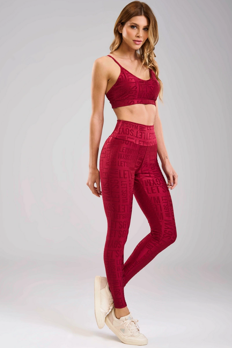 Lets Gym - Top Velvet Name Marsala - 2627MS
