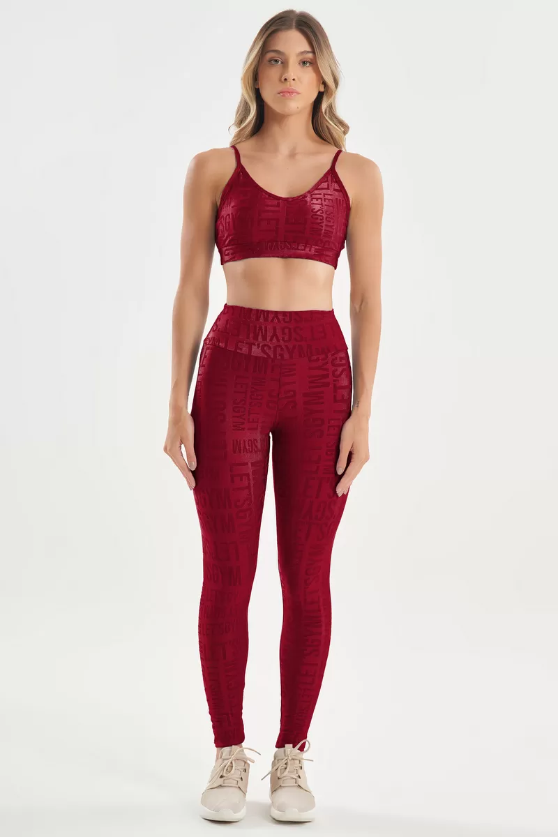 Lets Gym - Top Velvet Name Marsala - 2627MS