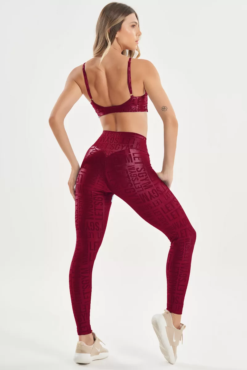 Lets Gym - Top Velvet Name Marsala - 2627MS