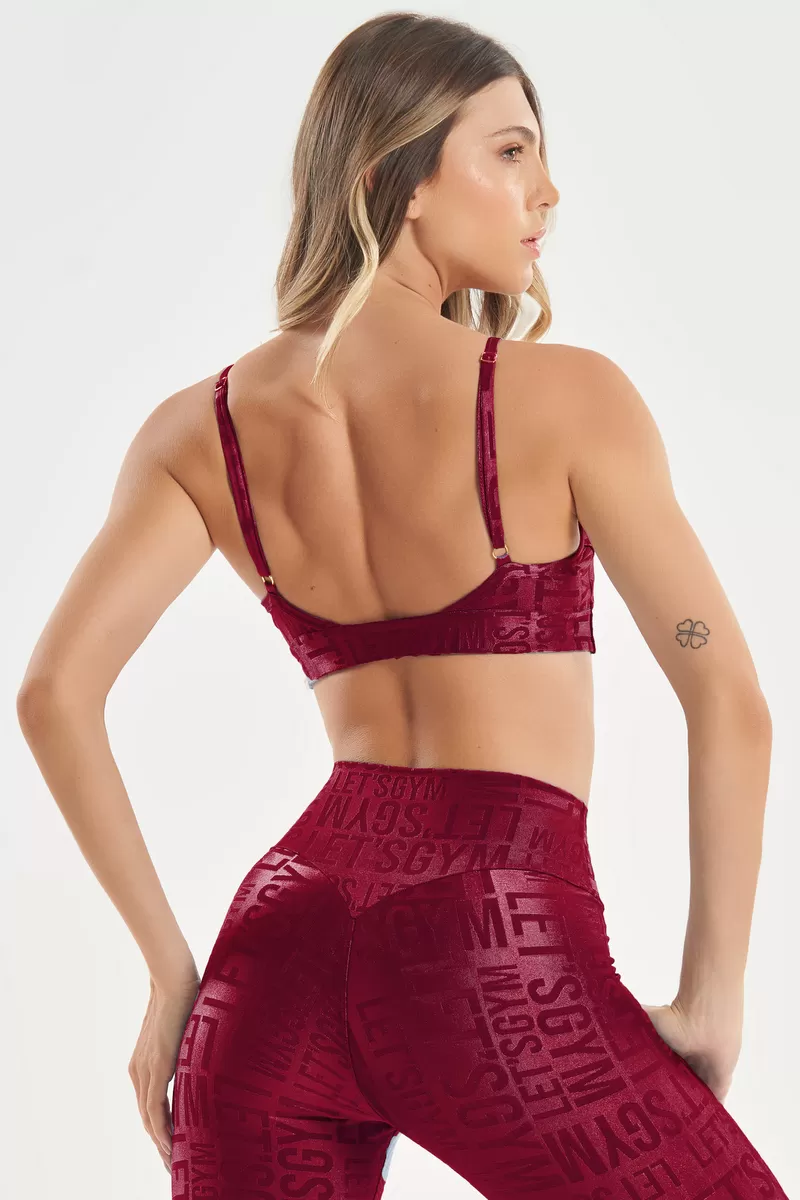 Lets Gym - Top Velvet Name Marsala - 2627MS
