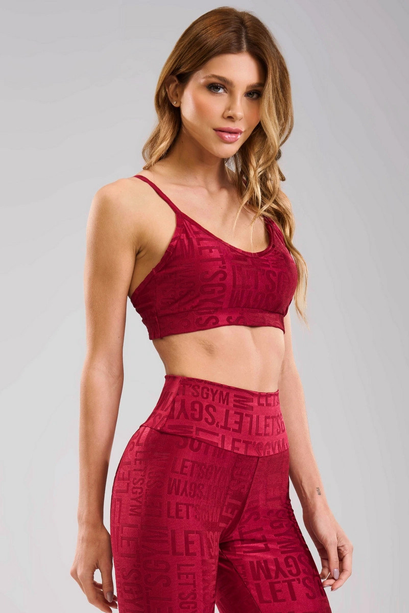 Lets Gym - Top Velvet Name Marsala - 2627MS