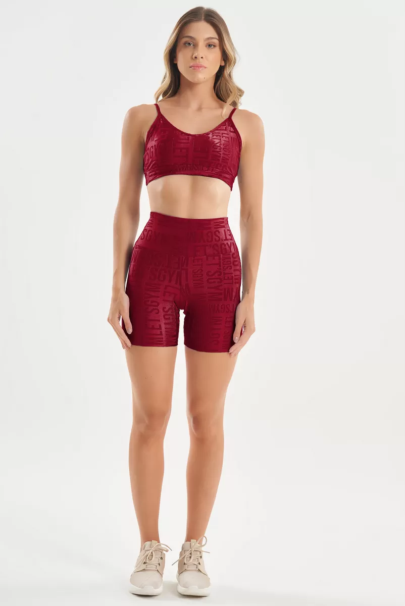 Lets Gym - Shorts Velvet Name Marsala - 2629MS