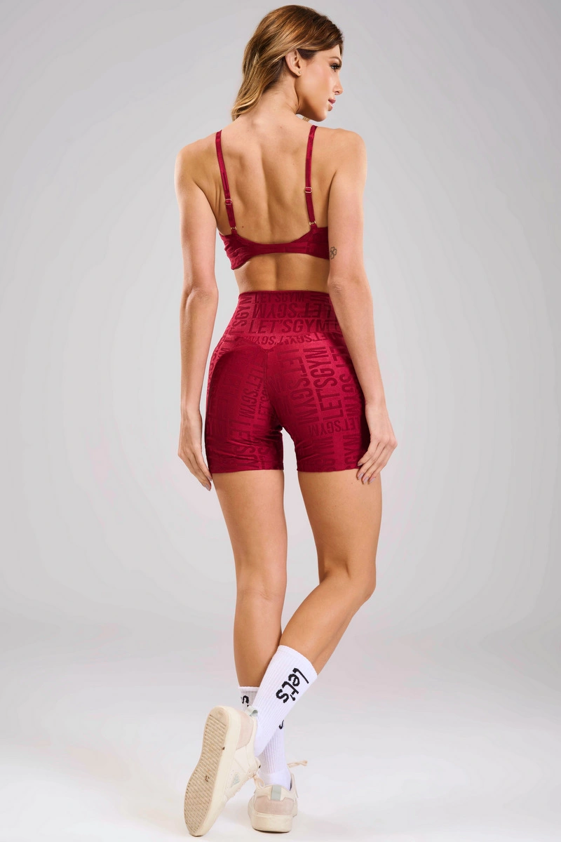 Lets Gym - Shorts Velvet Name Marsala - 2629MS