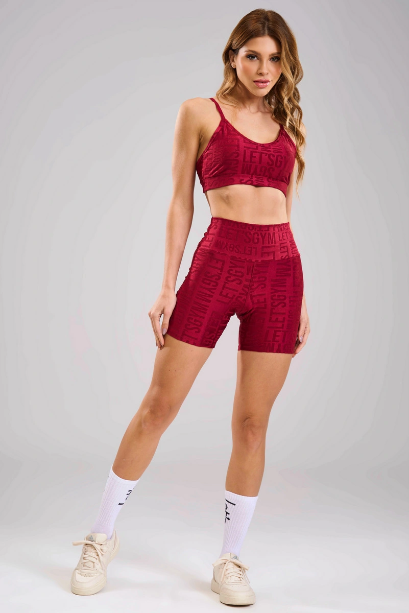 Lets Gym - Shorts Velvet Name Marsala - 2629MS