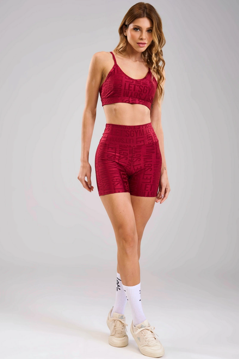 Lets Gym - Shorts Velvet Name Marsala - 2629MS