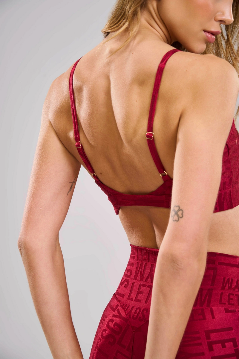 Lets Gym - Shorts Velvet Name Marsala - 2629MS