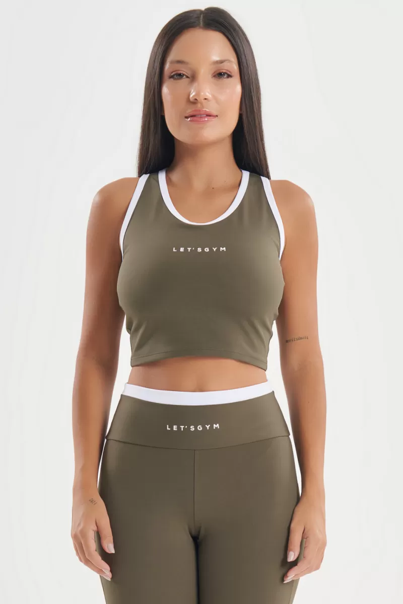 Lets Gym - Gtankful Cropped Top in Military Green - 2724VDM