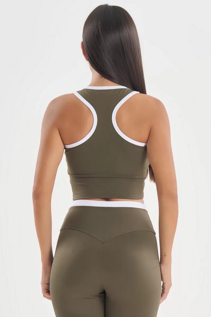 Lets Gym - Gtankful Cropped Top in Military Green - 2724VDM