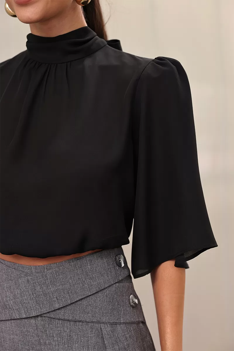 Dot Clothing - Shirt Dot Clothing Black Elastic Hem - 2762PRETO