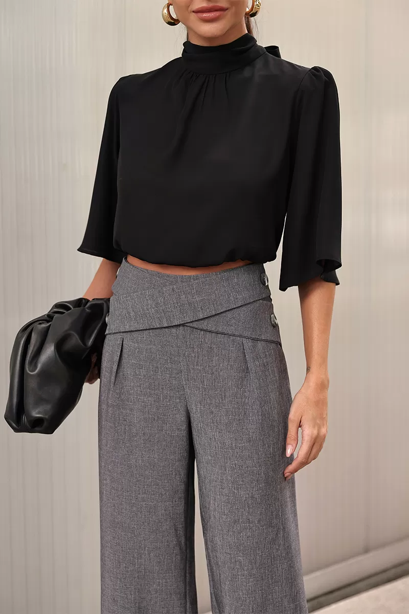 Dot Clothing - Shirt Dot Clothing Black Elastic Hem - 2762PRETO