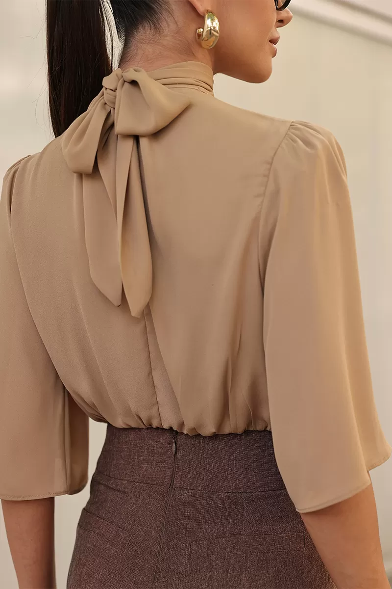 Dot Clothing - Shirt Dot Clothing Elastic Hem Almond - 2762BEGE