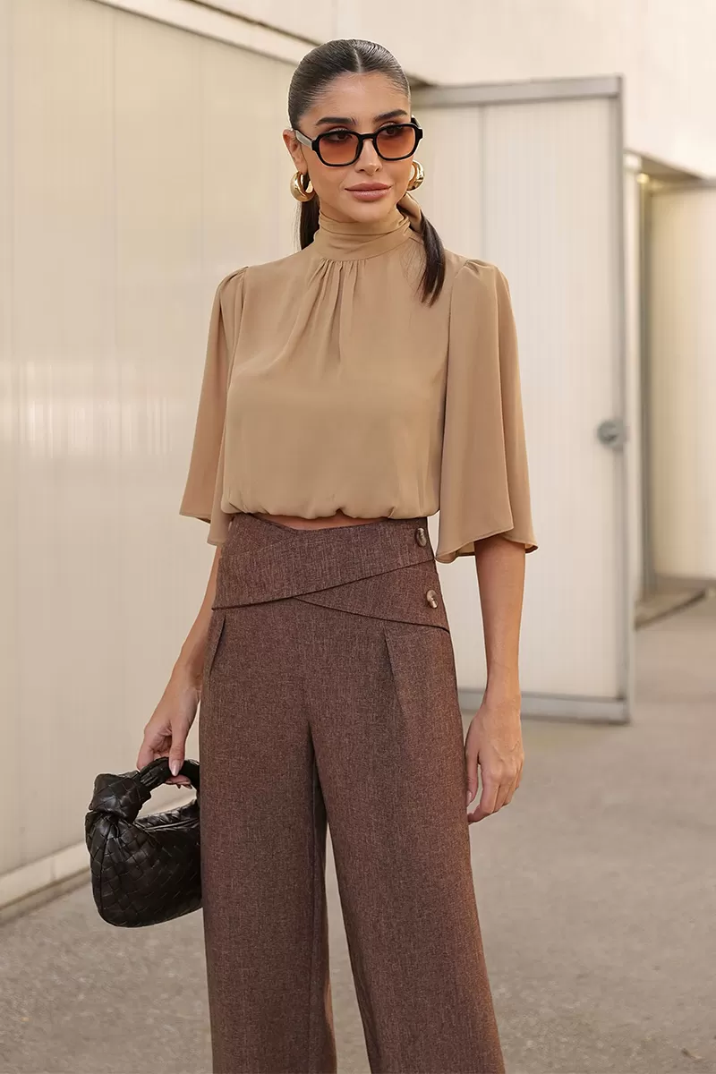 Dot Clothing - Shirt Dot Clothing Elastic Hem Almond - 2762BEGE