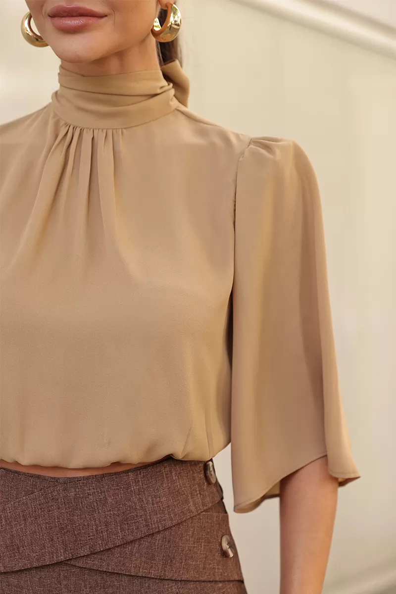 Dot Clothing - Shirt Dot Clothing Elastic Hem Almond - 2762BEGE