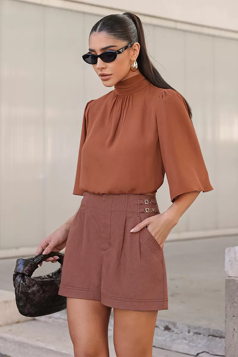 Dot Clothing - Shirt Dot Clothing Elastic Hem Almond - 2762BEGE