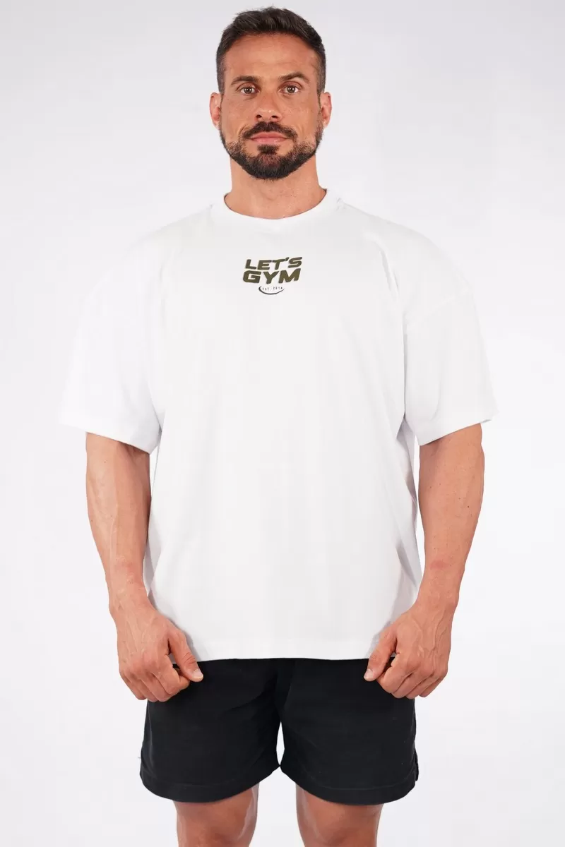 Lets Gym - Camiseta Oversized Line Up Branco - 2753BR