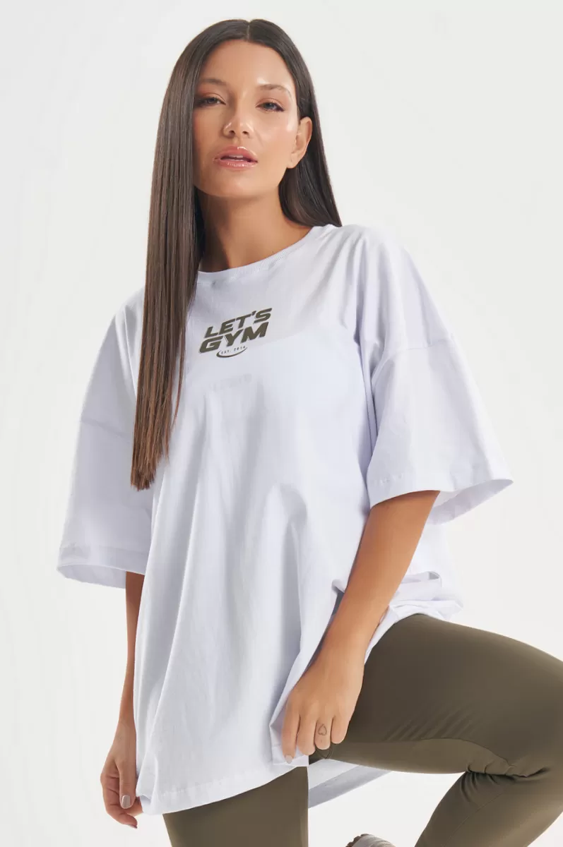 Lets Gym - Camiseta Oversized Line Up Branco - 2753BR
