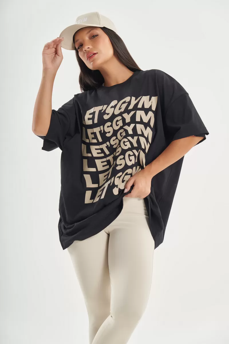 Lets Gym - Camiseta Oversized Presence Preto - 2754PT