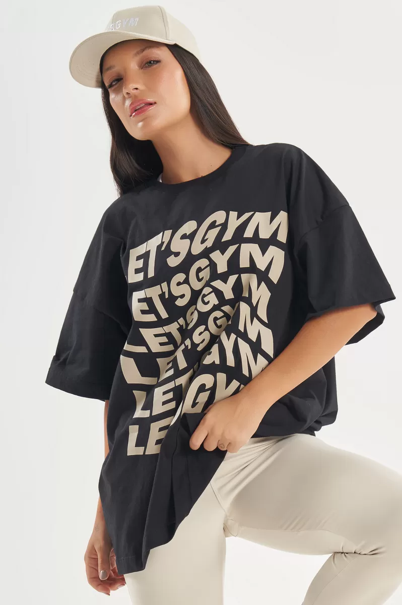 Lets Gym - Camiseta Oversized Presence Preto - 2754PT