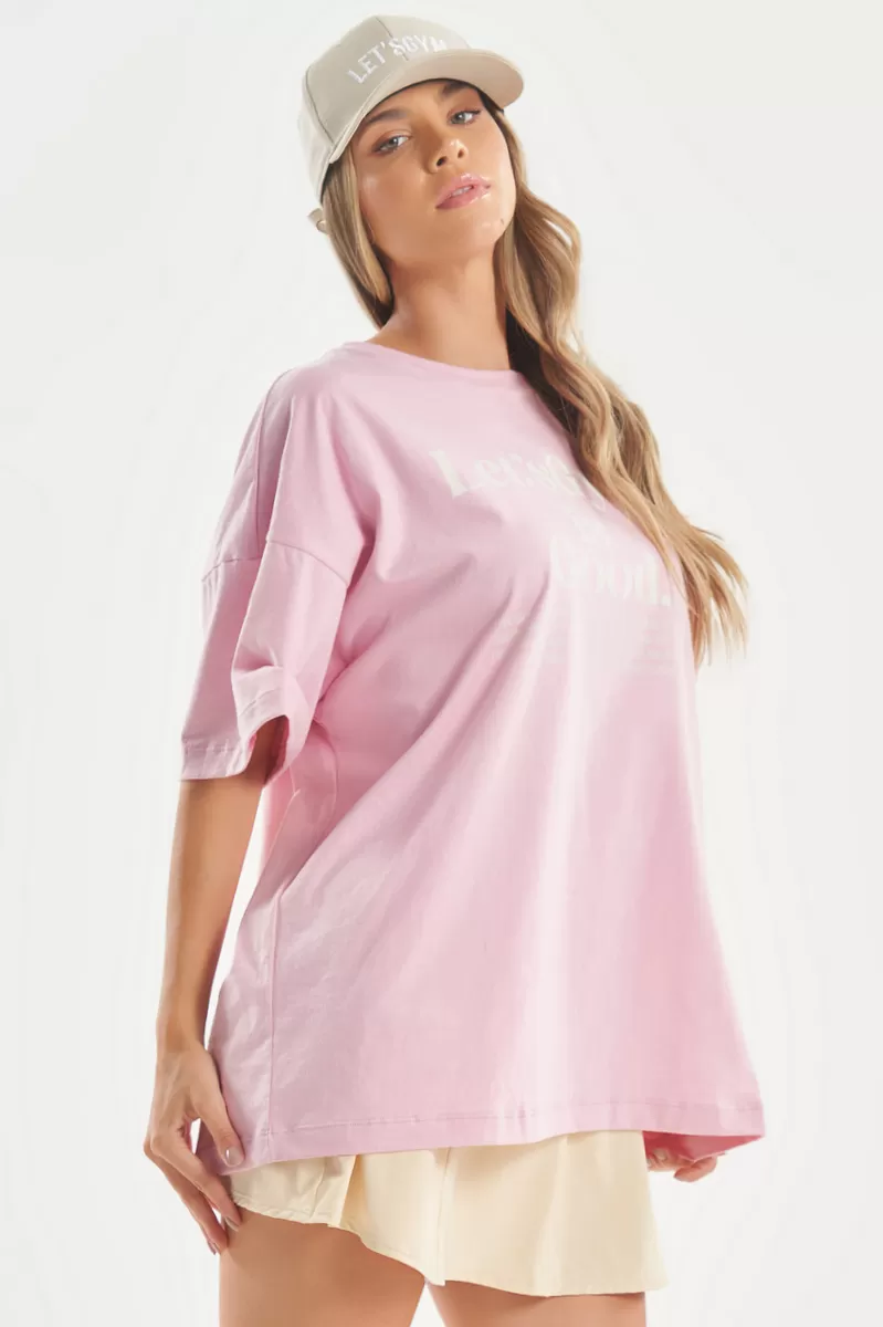 Lets Gym - Camiseta Oversized Minimal Glow Rosa Claro - 2842ROC