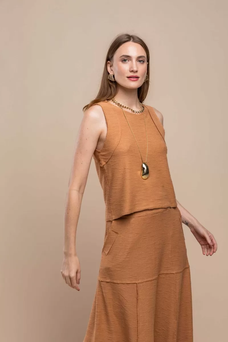 Hidrogênio - REGATA MOLETOM A FIO CAMELO - 19806039