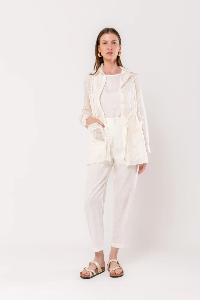 Hidrogênio - PARKA EM ORGANZA BORDADA OFF WHITE - 20271018