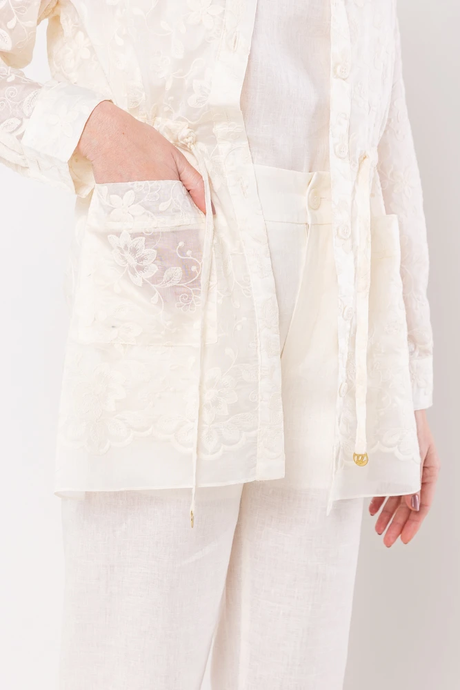 Hidrogênio - PARKA EM ORGANZA BORDADA OFF WHITE - 20271018