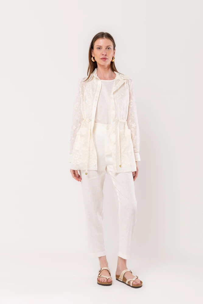Hidrogênio - PARKA EM ORGANZA BORDADA OFF WHITE - 20271018