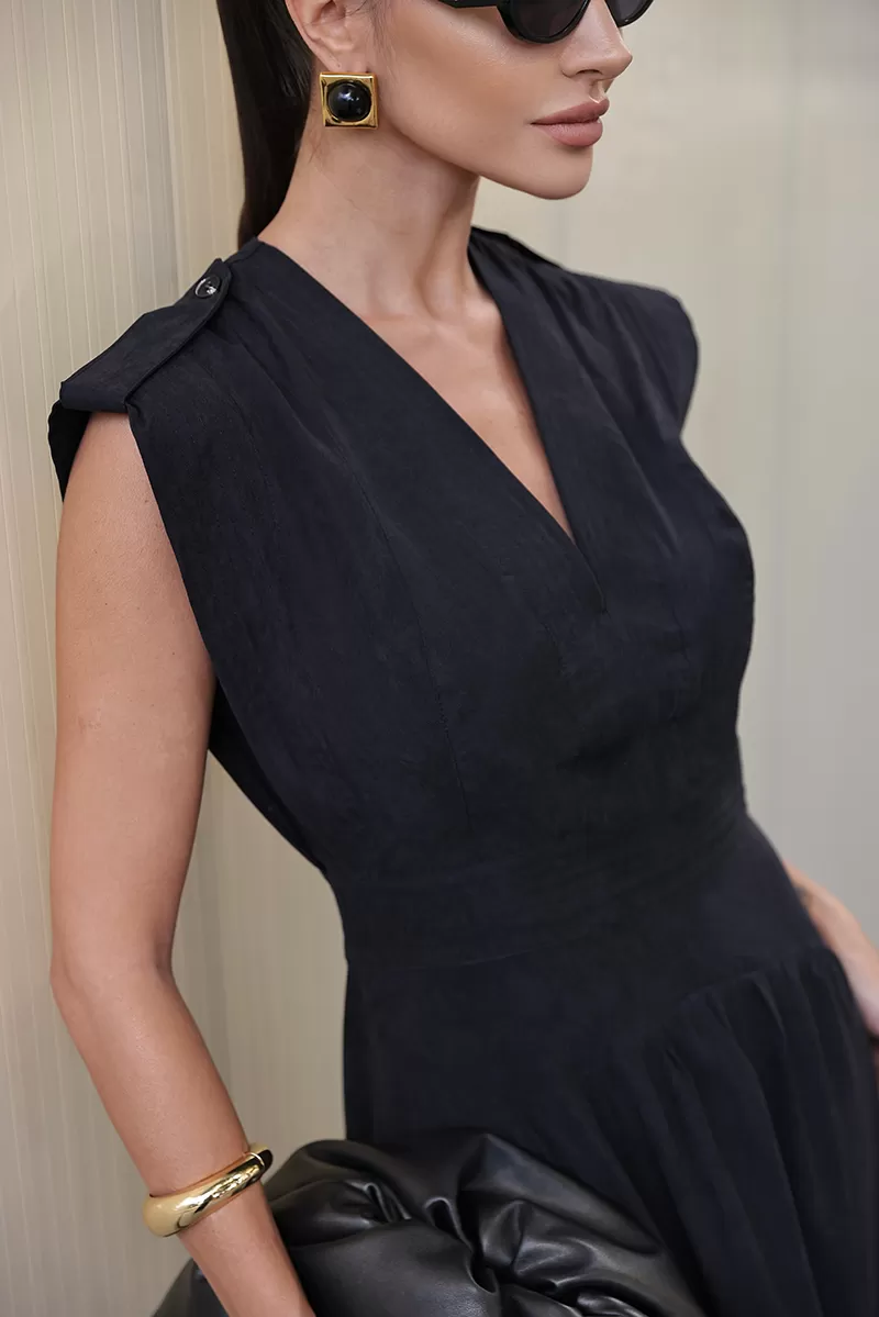 Dot Clothing - Vestido Longo Dot Clothing Pesponto Preto - 2731PRETO