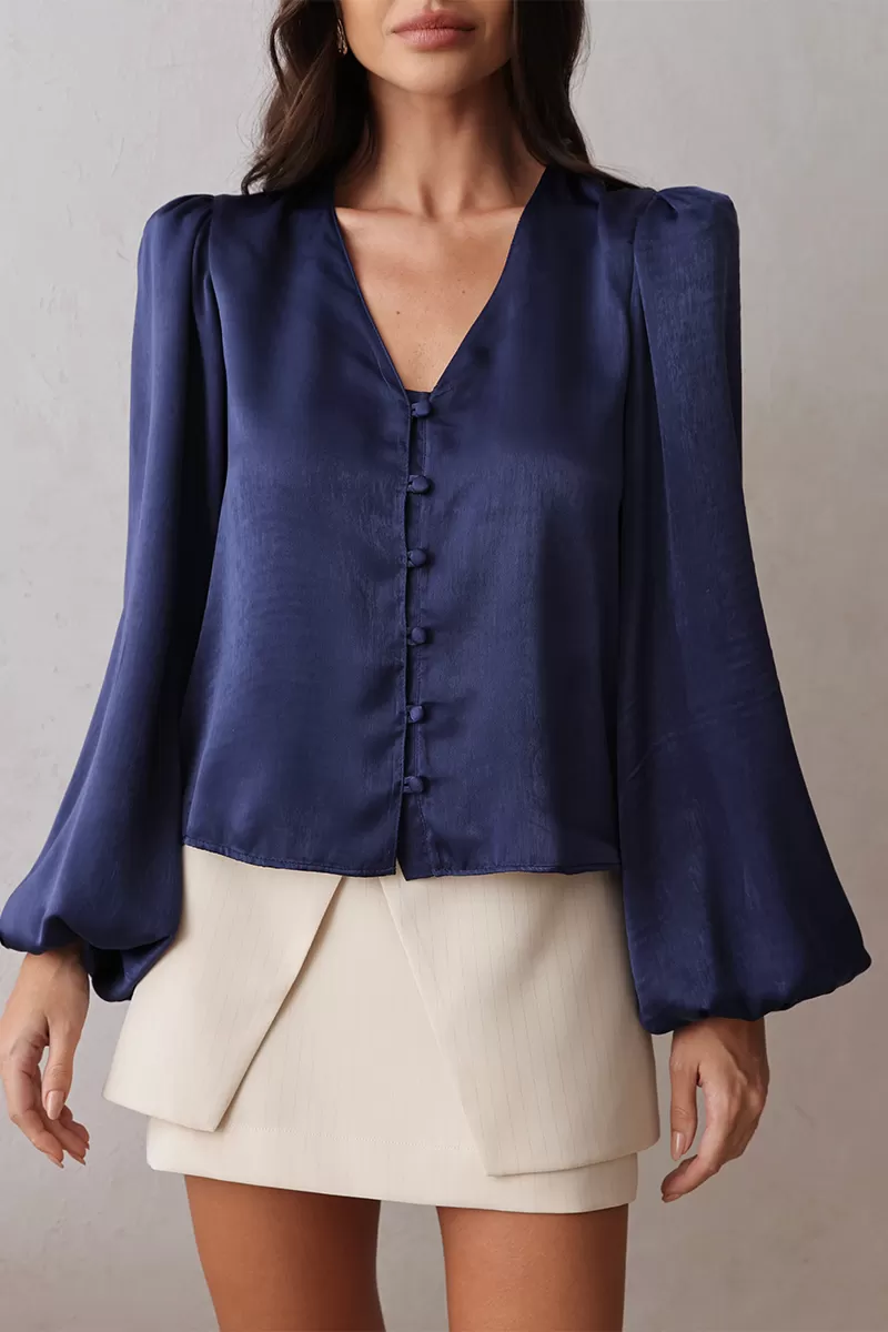 Dot Clothing - Dot Clothing Navy Collarless Shirt - 2683AZUL