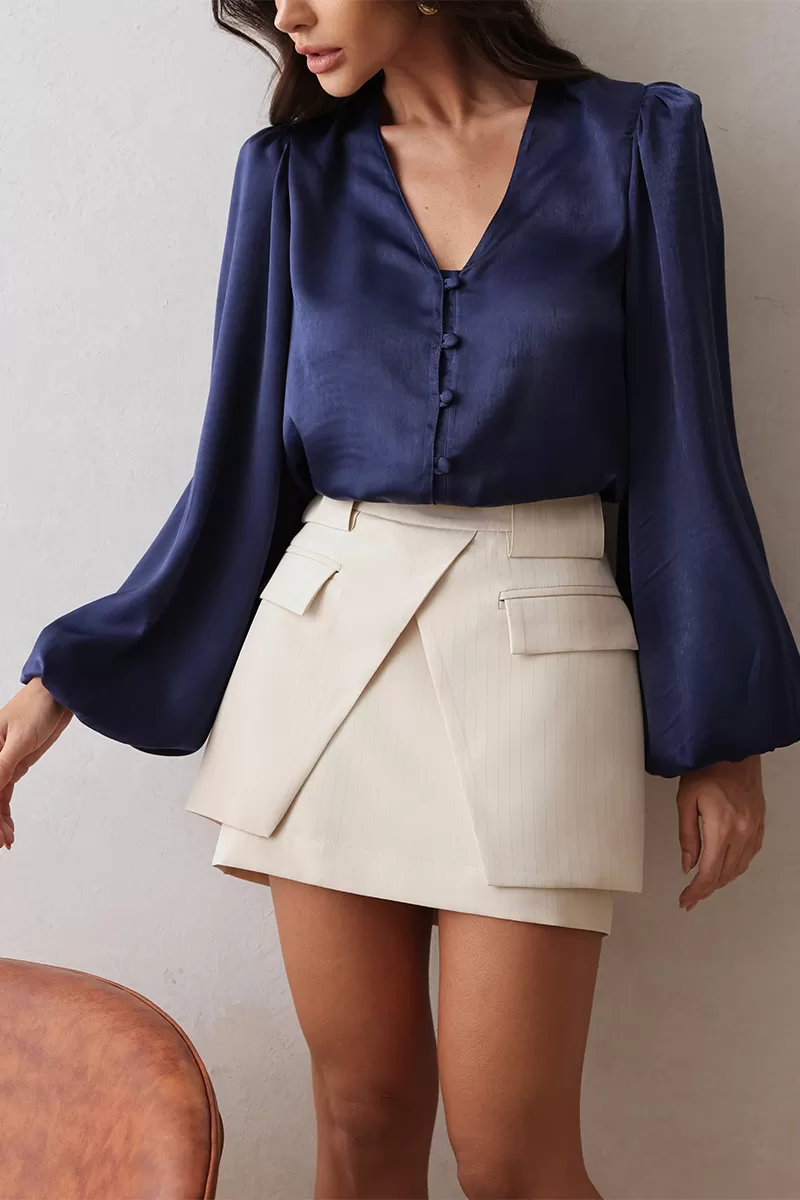 Dot Clothing - Dot Clothing Navy Collarless Shirt - 2683AZUL