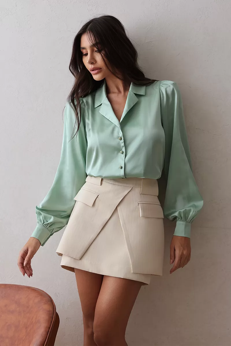 Dot Clothing - Camisa Dot Clothing Acetinada com Gola Verde - 2671VERDE