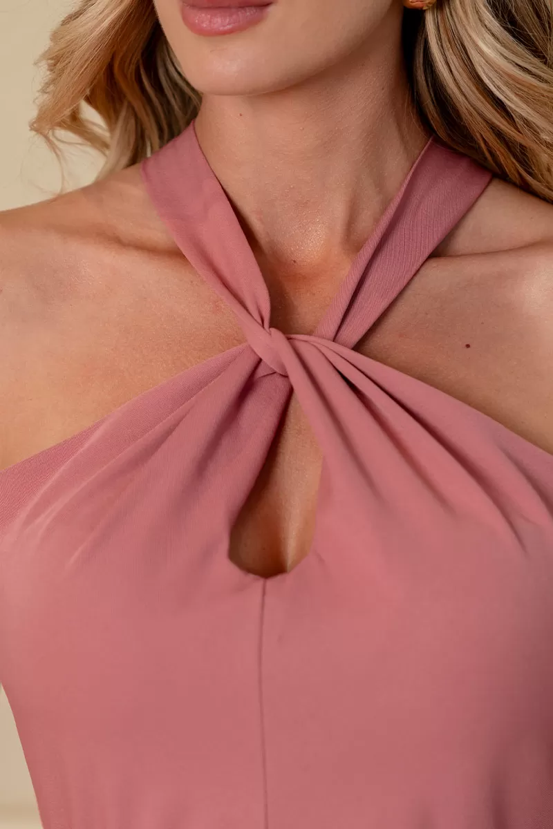 Miss Misses - Janaina MD Wrap Dress with Belt and Pink Collar - 54593060