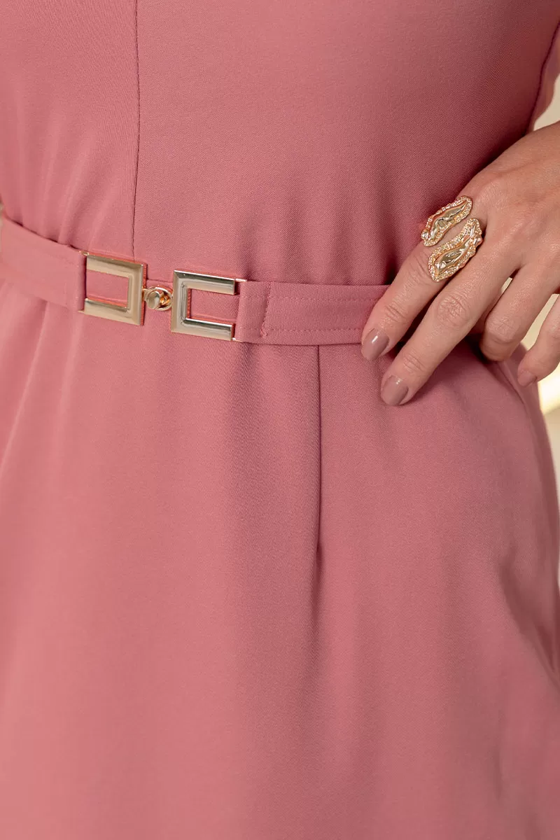 Miss Misses - Janaina MD Wrap Dress with Belt and Pink Collar - 54593060