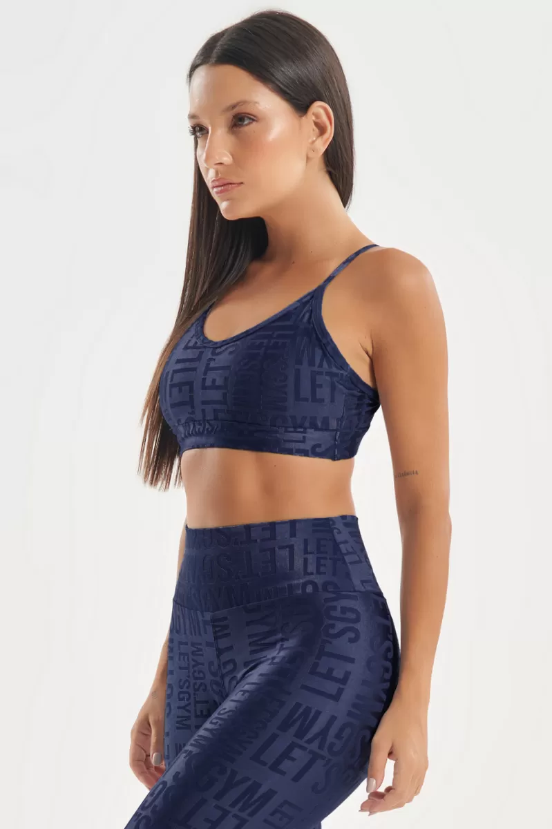 Lets Gym - Navy Blue Velvet Name Top - 2627AZM