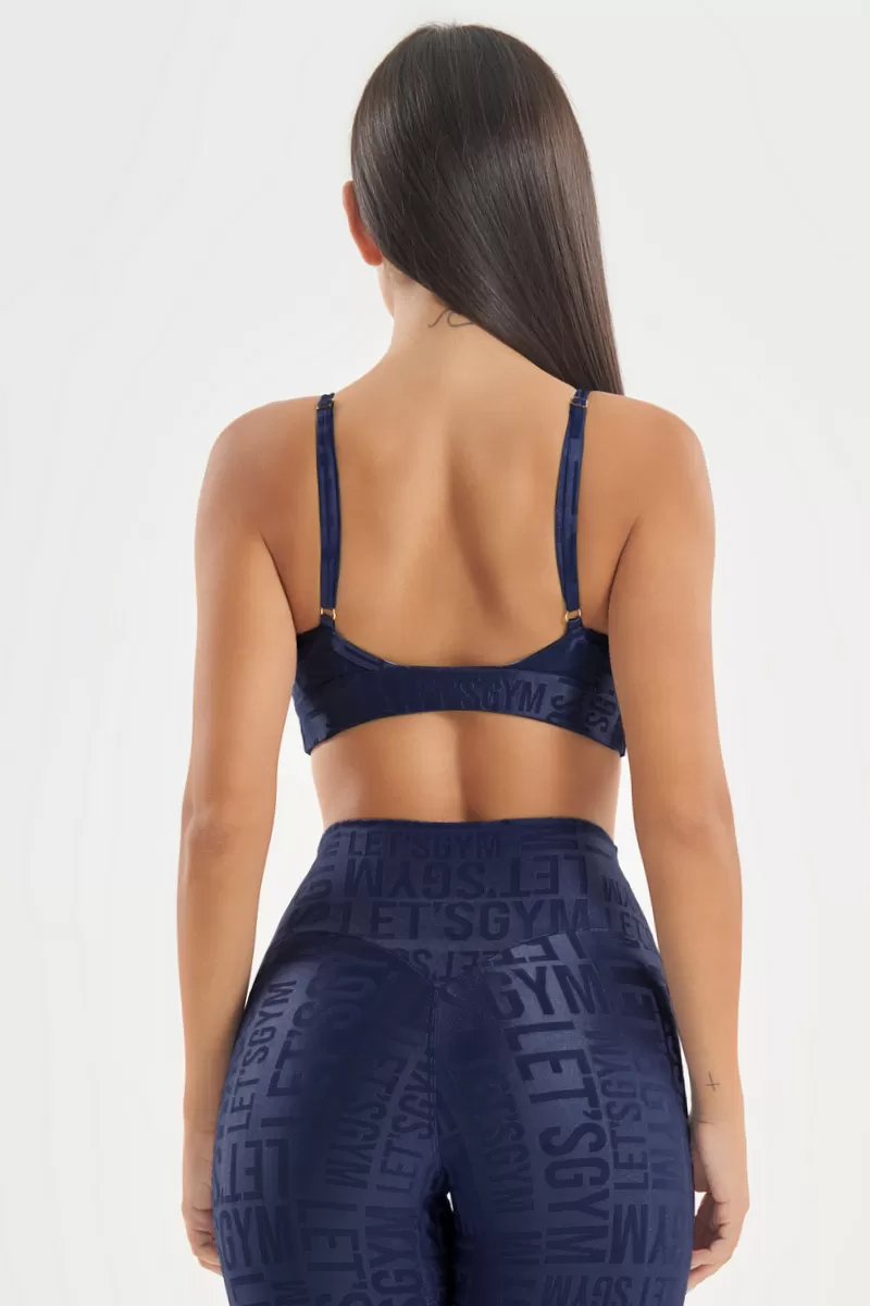 Lets Gym - Navy Blue Velvet Name Top - 2627AZM