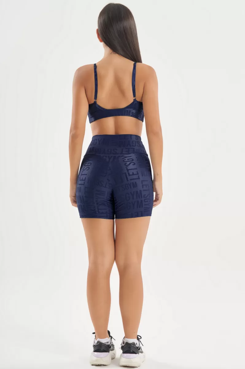 Lets Gym - Shorts Velvet Name Azul Marinho - 2629AZM