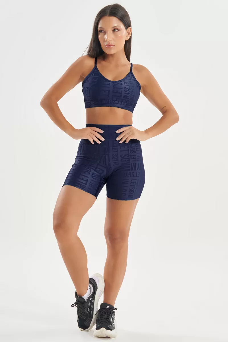 Lets Gym - Shorts Velvet Name Azul Marinho - 2629AZM