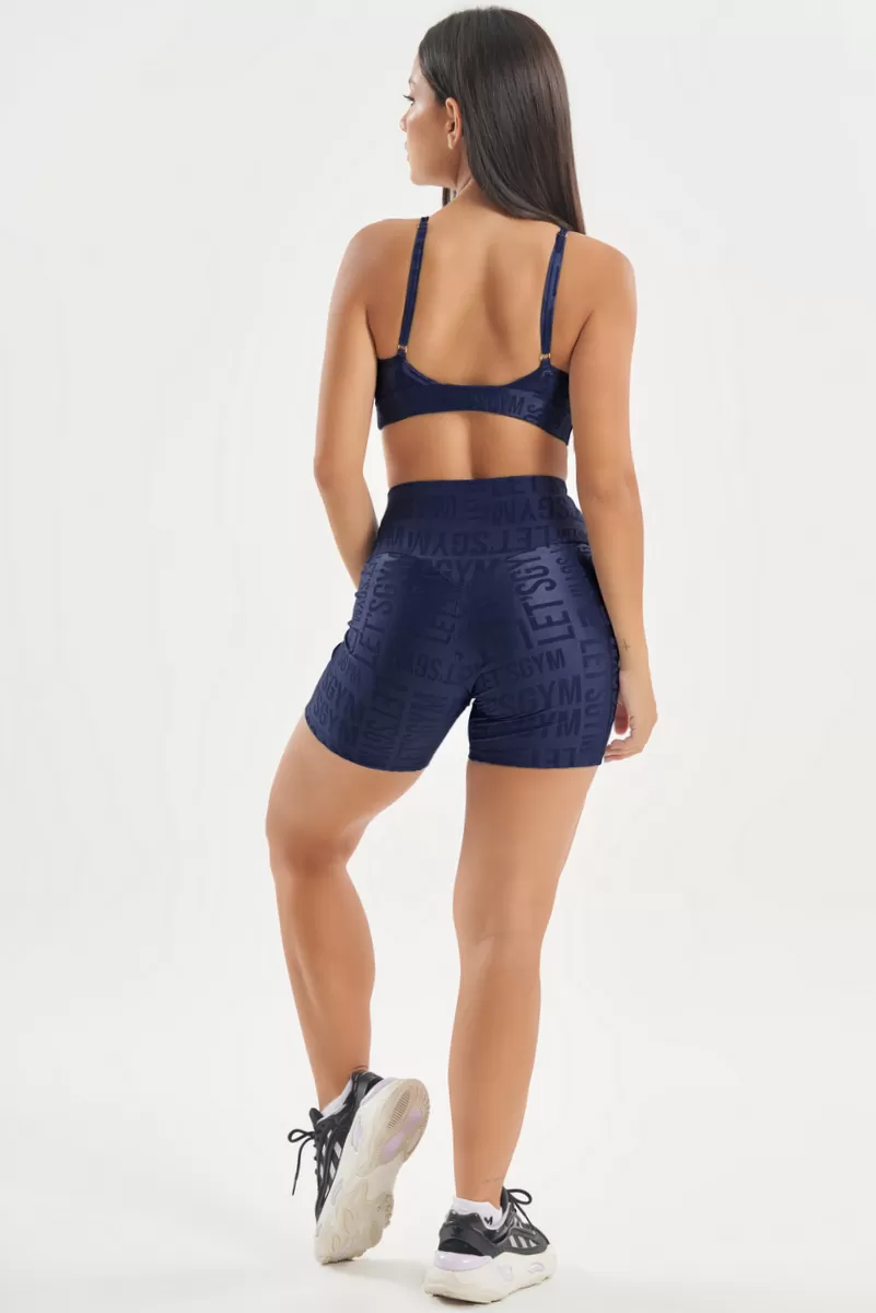 Lets Gym - Shorts Velvet Name Azul Marinho - 2629AZM