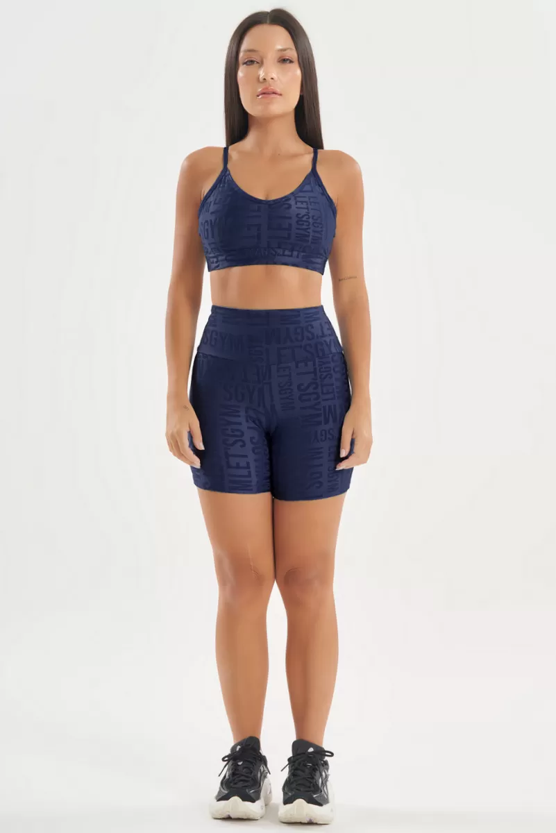 Lets Gym - Shorts Velvet Name Azul Marinho - 2629AZM