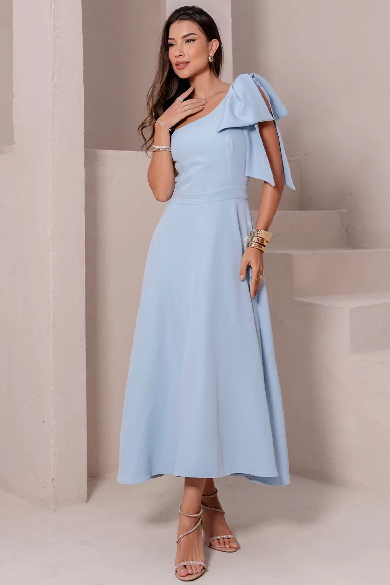 Miss Misses - Vestido Glaucia Midi Azul - 54625002