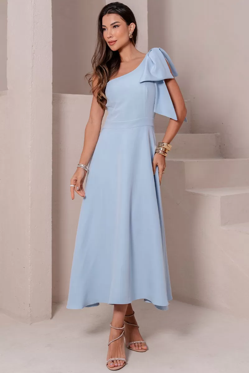 Miss Misses - Vestido Glaucia Midi Azul - 54625002
