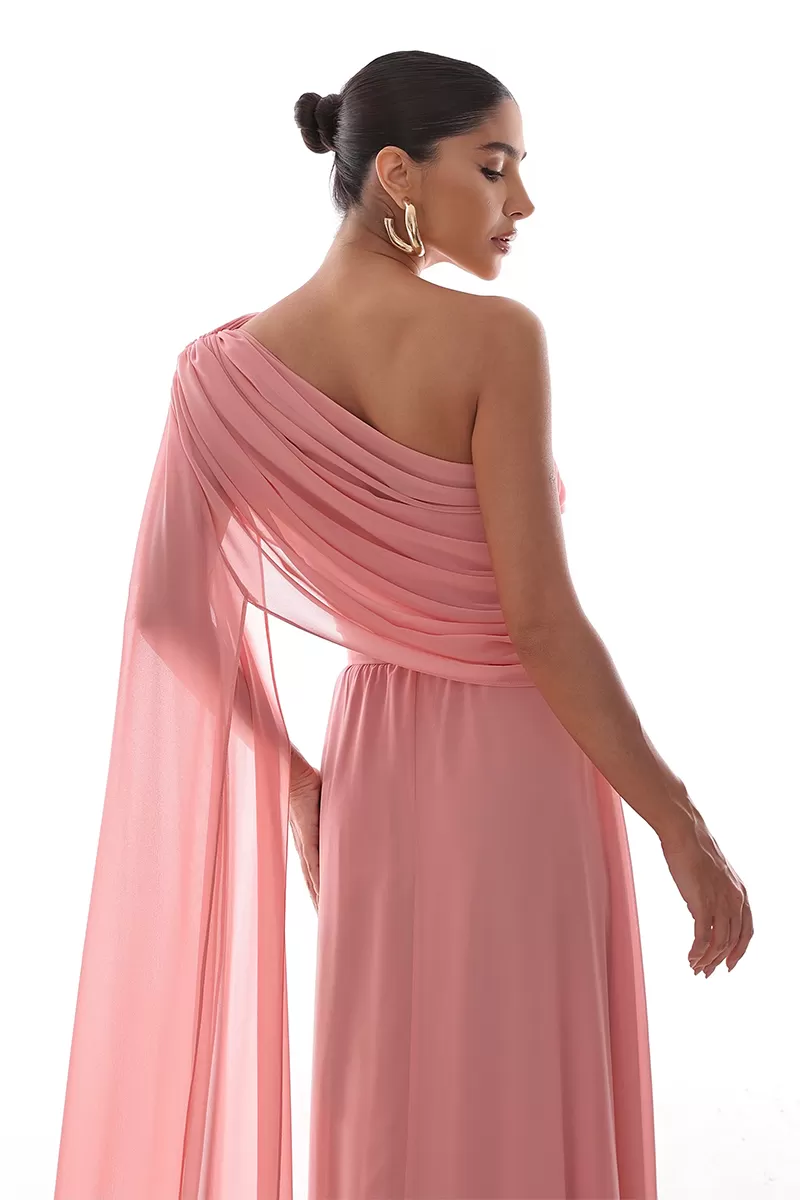 Dot Clothing - Vestido Dot Clothing Longo Capa Drapeada Rosa - 2758ROSA