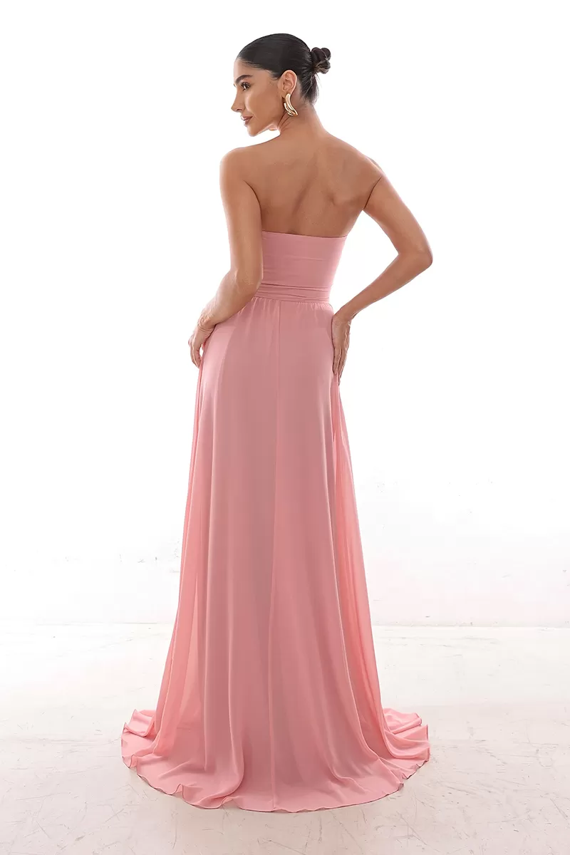 Dot Clothing - Vestido Dot Clothing Longo Capa Drapeada Rosa - 2758ROSA