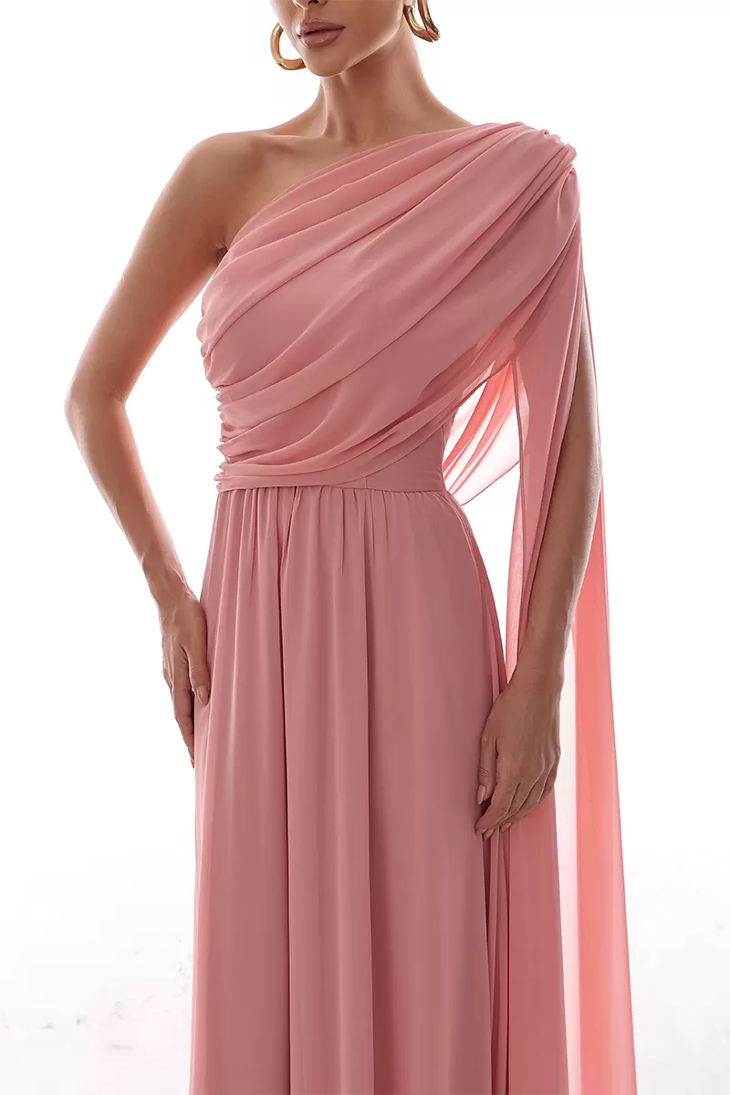 Dot Clothing - Vestido Dot Clothing Longo Capa Drapeada Rosa - 2758ROSA