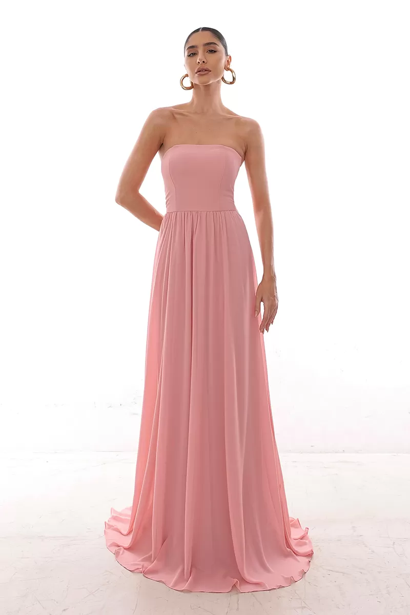 Dot Clothing - Vestido Dot Clothing Longo Capa Drapeada Rosa - 2758ROSA