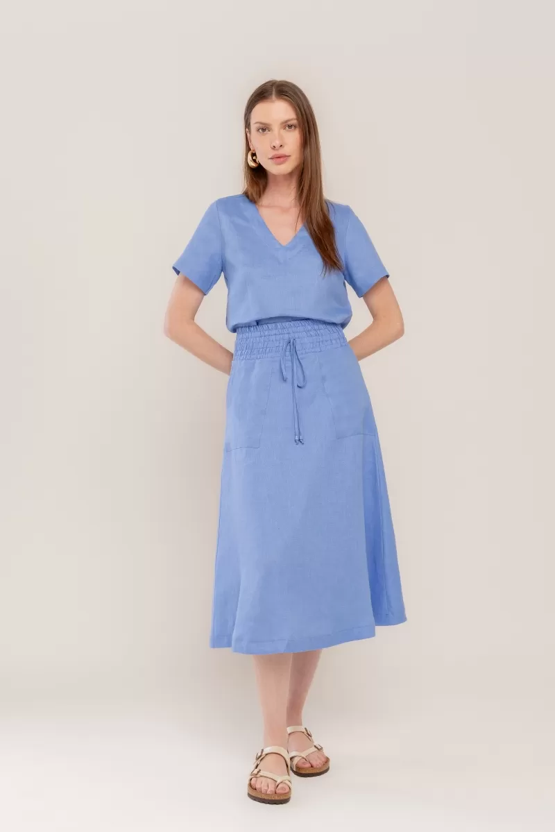 Hidrogênio - PACIFIC BLUE V-NECK BLOUSE - 20348590